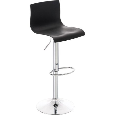 Sgabello da bar x1 con poggiapiedi girevole schienale curvo in plastica nera e metallo cromato 100004937