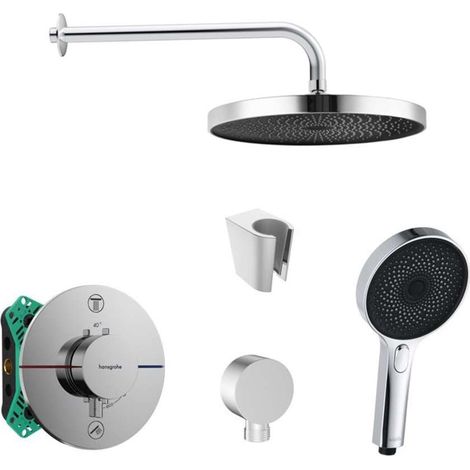 SANITINO - Brauseset mit Unterputz-Thermostat hangrohe, inkl. Einbaukörper, kielle Zubehör, Chrom SANI21HKK002