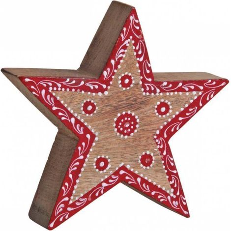 Étoile en manguier rouge et blanche