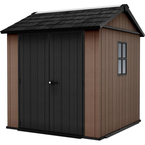 CASETA COBERTIZO RESINA JARDIN NEWTON 775 KETER CON PUERTA LATERAL