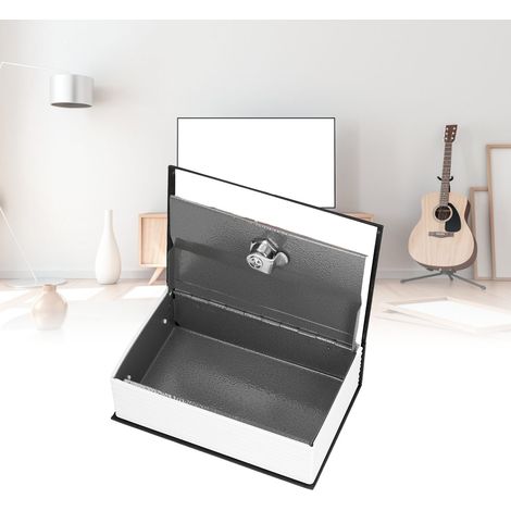 Klassischer Tresor in Buchform aus Stahl, hochwertiger Tresor mit geheimem Buchschloss, verstecktem Schlüsselkombinationskasten, Nachbildung eines Stahlbuchs, schwarz. (1/5)