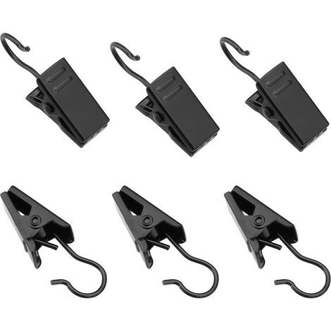 (Noir) Clips de rideau en acier inoxydable de 100 pièces support de fil de suspension partiel pour photos, artisanat et fournitures d'événements en plein air (1/2)