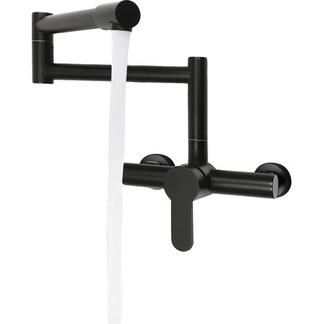 Rubinetto da cucina, design girevole a 360°, struttura in ottone, nero, L (1/2)