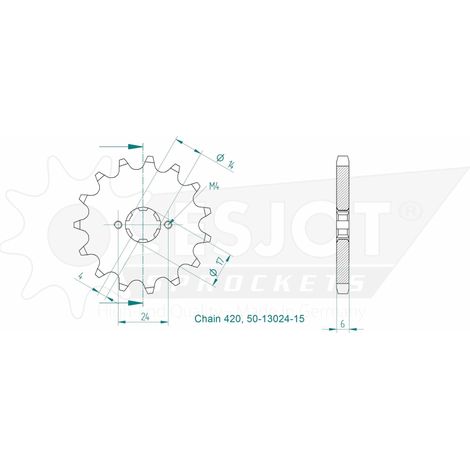 Pignon Acier 420 - 15 dents - Similaire JTF1128 / JTF1129 (1/2)