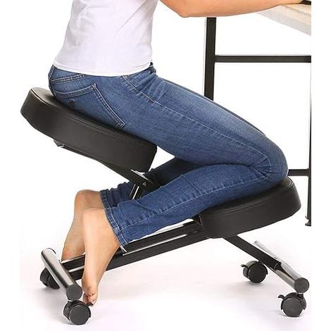 Chaise genoux avec roulettes - Ergonomique - Pour ordinateur - Tabouret de santé - Hauteur réglable de 50 à 60 cm - Orthopédique - Pour soutenir vos genoux et tibias (1/5)