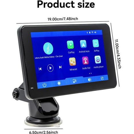 1 set. Color: Black. Material: ABS. 7-inch CarPlay portable screen car navigation with high-definition reversing camera. (1/5)