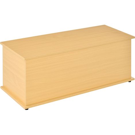 113L Storage Chest, Storage Box with Flip-Top Lid 2 Safety Hinges, Storage Trunk for Living Room, Entryway, 100 x 40 x 40 cm, Burlywood (1/5)