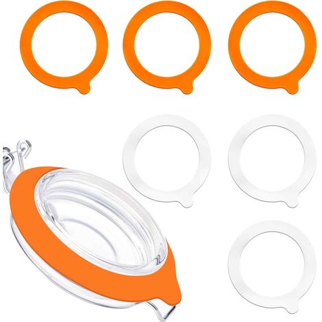 6 joints en silicone pour bocaux Mason, étanchéité hermétique, diamètre extérieur 9,5 cm, compatibles avec bocaux à ouverture standard (1/5)