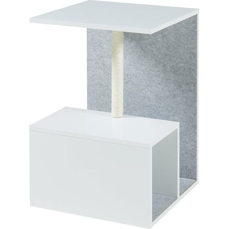 Mesa auxiliar con árbol para gatos 60 x 40 x 40 cm blanco 030010895 (1/5)