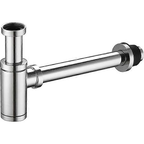 Siphon en P rond en laiton de type bouteille 1-1/4 pouce, kit de siphon en P pour lavabo, norme US/Canada, chrome poli. (1/5)