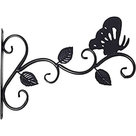 Colgador de pared de metal negro resistente a la corrosión con forma de mariposa, 30 cm, paquete de 1