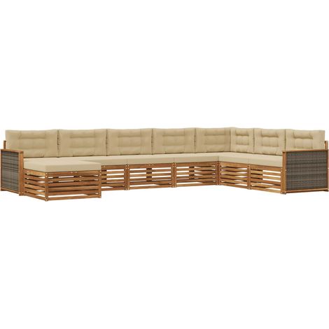 Conjunto de sofás de exterior con cojín 8 pcs Natural y Beige vidaXL (1/5)