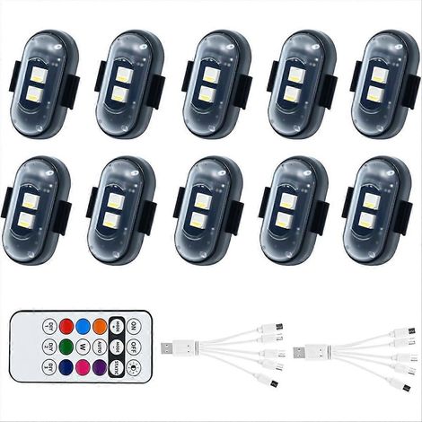 Set mit 10 kabellosen LED-Autolichtern mit Fernbedienung, hochhellem kabellosem LED-Blitzlicht, 8 Farben, USB-Ladefunktion (1/5)