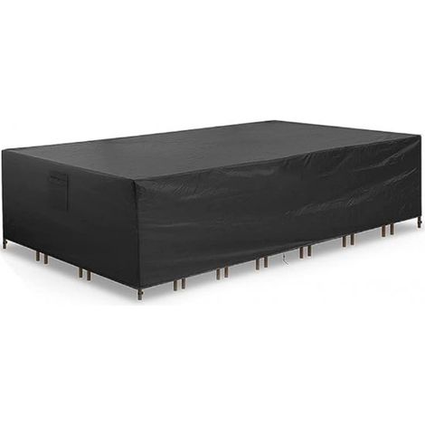 Housse de protection pour table de jardin - 18012074cm - Tissu Oxford 420D - noir - Résistant aux intempéries - Imperméable - Protection UV - Sangles aux quatre coins avec boucles - Rectangulaire - UV (1/5)