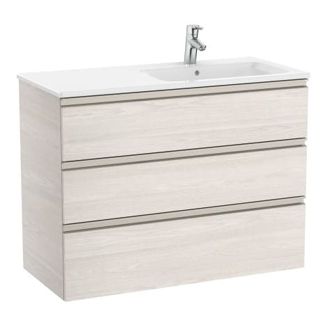 Pack Unik mueble base de 3 cajones + lavabo a la derecha THE GAP - ROCA Color: Fresno nórdico