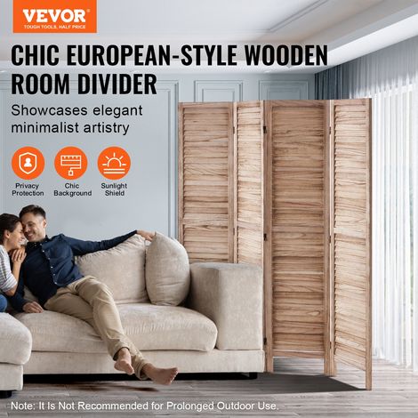 Cloison de Séparation en Bois, Séparateur de Pièce Pliable à 4 Panneaux, Paravent de Confidentialité Intérieur à Volet 170 cm de Ha… (1/5)