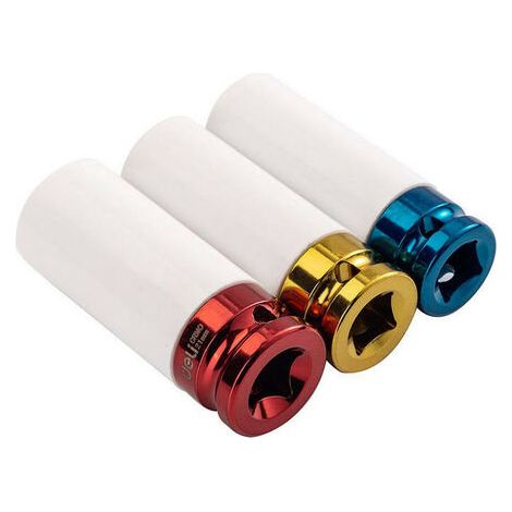 Lot de 3 douilles a choc impact avec protection des jantes alu 17 19 21 mm