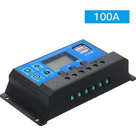 60A 12V/24V Solar-Laderegler mit PWM-Intelligentregler und USB 5V 2,5A (Blau) – 100A (Blau)
