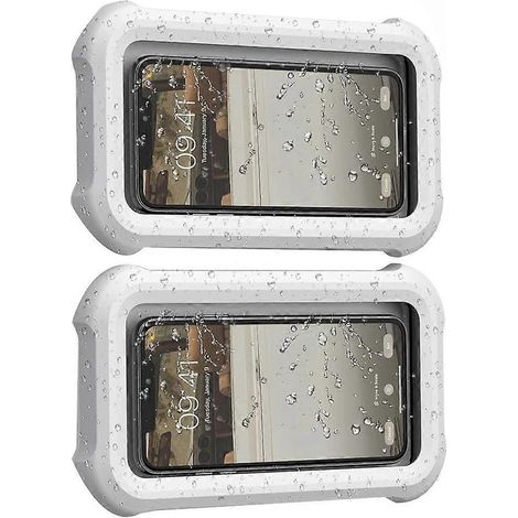 Lot de 2 supports de téléphone étanches pour la douche, avec rotation à 360°, angle réglable et fixation murale pour salle de bain. (1/5)