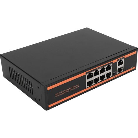 Switch PoE 100/1000 Mbps, 10 ports, non administrable, conforme à la norme 802.3af, Plug and Play, sans ventilateur, Gigabit PoE, prise US 100-240 V (1/5)