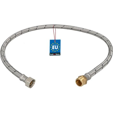 KOTARBAU® Flexible Robinet 3/8" x 3/8" - Flexible Eau - Tuyau Robinet 80 cm - Mâle x Femelle - Rallonge Robinet Cuisine Flexible - Acier Inoxydable - Tuyau Flexible Plomberie (1/4)