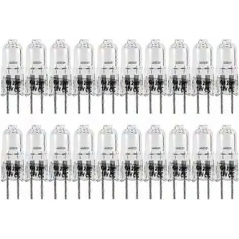 Lot de 20 ampoules halogènes G4 20W 12V, économiques et lumineuses, idéales pour éclairage domestique, remplacement facile et durable. (1/5)