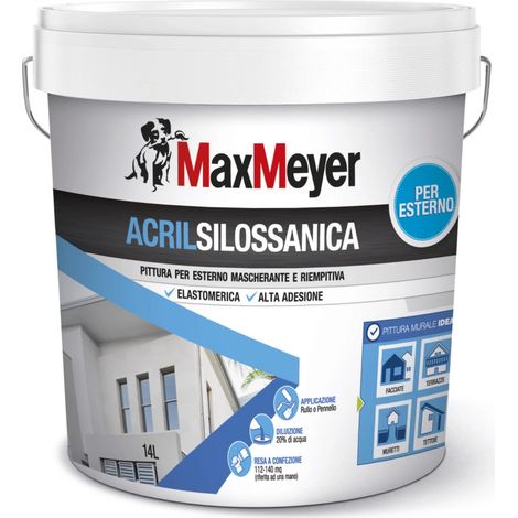 pittura acrilsilossanica per esterno bianco 14 litri - max meyer