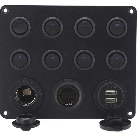 Chargeur Voiture 8 Positions Interrupteur Double USB 2.1A Prise Allume-Cigare avec Écran LED Haute Puissance pour Camping-Car et Van (1/5)