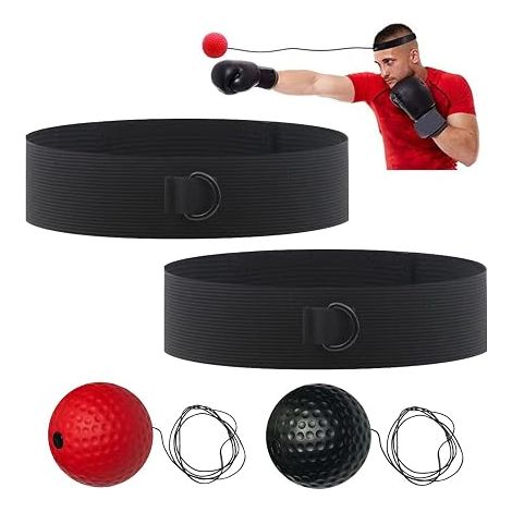 Boxing Reflex Ball, React Reflex Ball, Boxing Reflex Ball, Reflex Ball Set, Boxing Ball with Headband, 2 React Reflex Ball, 2 Adjustable Headbands, to Improve Reaction Time, Hand Eye Coordination (1/5)