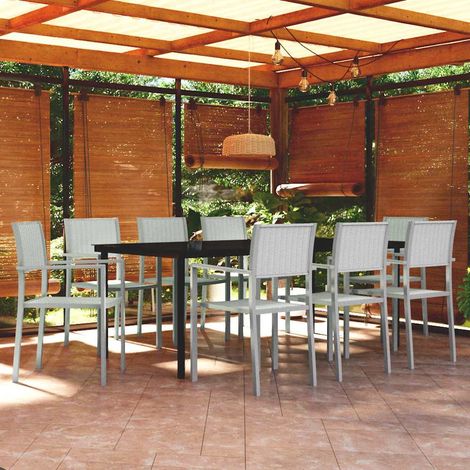 vidaXL 9 Piece Garden Dining Set White (1/5)