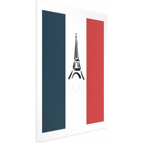 Poster – Grafik des Eiffelturms vor dem Hintergrund der französischen Flagge (1/4)
