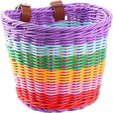 Panier de vélo enfant, imperméable, en tissu plastique, couleurs arc-en-ciel, compatible avec les guidons. (1/5)