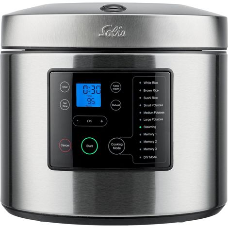 Solis S0121 Rice and Potato Cuociriso 5 L 850 W con 7 Programmi e Funzione Mantieni Caldo colore Acciaio inox