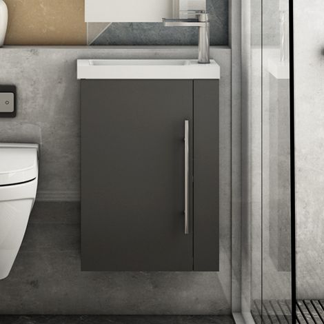 Badezimmerschrank Badmöbel Set 44x23x60cm Waschtisch mit Unterschrank Soft Close Anthrazit (1/5)