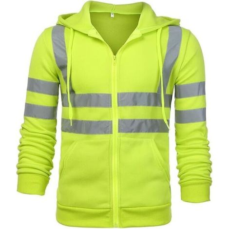 Sweat-shirt de sécurité à fermeture éclair et capuche, veste de travail réfléchissante, veste thermique polaire chaude – vert – 3XL – RAPANDA