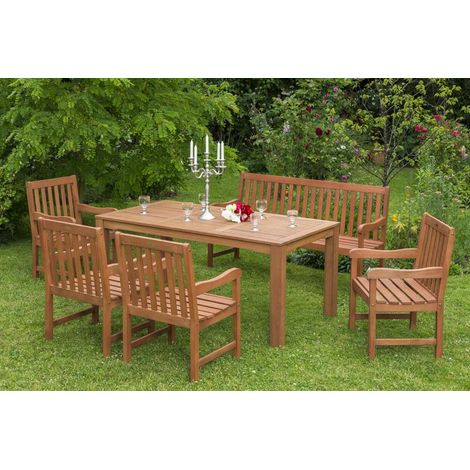 Santos Set 6tlg 4 Sessel 3er Bank Tisch 170x90cm