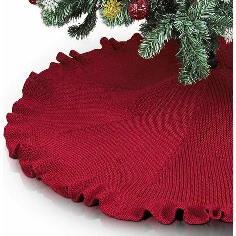 Green Mobility-Jupe de sapin de Noël, grande jupe de sapin de Noël en tricot blanc de 48 pouces, tapis de jupe de sapin de Noël de luxe pour les décorations de fête de Noël MSBD (1/5)