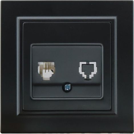 IluminaShop - Modulo Empotrable Toma Telefono Negro Marco Incluido IP20 Serie wLine