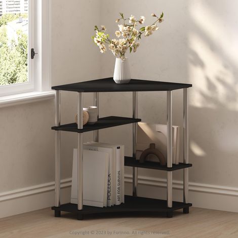 Étagère d'angle Multifonction, Présentoir, Bibliothèque, Americano, Tubes en Acier Inoxydable (1/5)