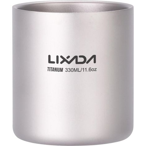 330 ml doppelwandiger Titanbecher für Kaffee und Tee, ohne Henkel, ideal für Camping, Wandern und Outdoor-Aktivitäten