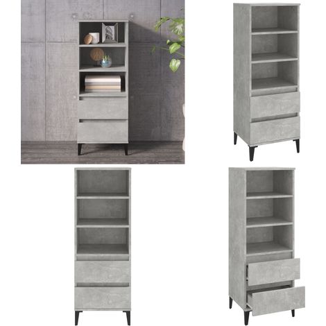 Buffet haut Gris béton 40x36x110 cm Bois d'ingénierie - Buffet - Armoire - Meuble De Rangement - Mobilier Gris - Design Industriel - Home & Living