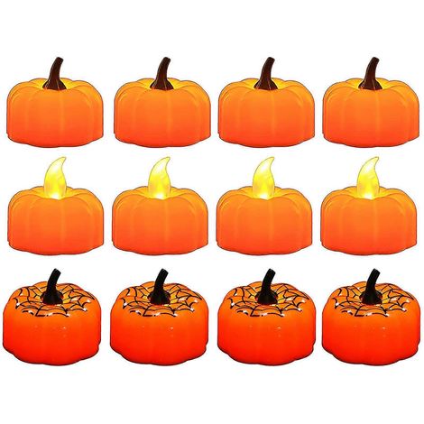 12pc lanterne Halloween à pile, décoration extérieure, lumière bougie LED (1/5)