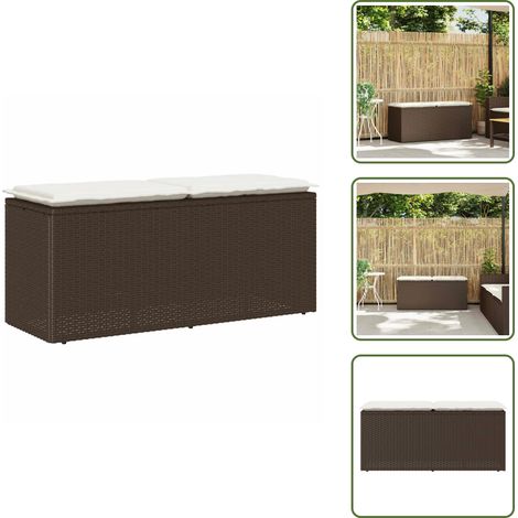 Banc de jardin avec coussin marron 110x40x44 cm résine tressée - Banc De Jardin - Bancs De Jardin - Banc D'extérieur - Banc De Parc (1/5)