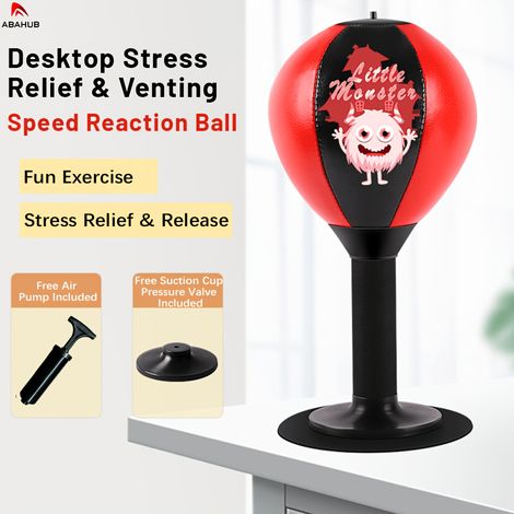 ABAHUB Balle de Boxe de Bureau Anti-Stress, Ressort Super Puissant, Résistante aux Coupures, Accessoire de Bureau Amusant, Indispensable Anti-Stress (1/5)