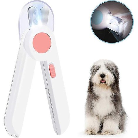 Coupe-ongles professionnel pour chiens et chats avec lumière LED (bleu)-Pink