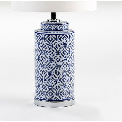 Pied de lampe céramique bleu et blanc Charlie H 51 (1/2)