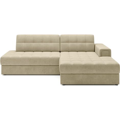 Canapé d'angle convertible CUBITO beige 240 cm avec coffre et couchage (1/5)