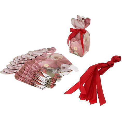 Lot de 10 boîtes cadeaux pour invités de mariage, boîte avec ruban et nœud papillon - FFY (1/4)