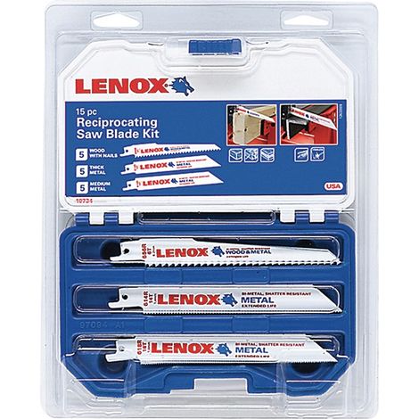 Stanley Black & Decker Set de lames de scie sabre 1073415RKG pour bois et métal 15 pièces LENOX 1073415RKG