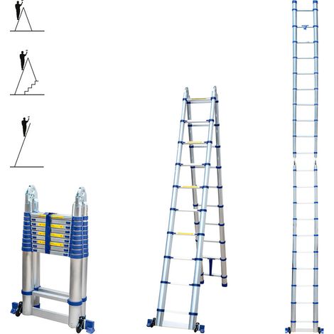[JAMAIS UTILISÉ] HOSTRÖM Echelle télescopique articulée 6,2m STEMPAKT, escabeau 2x10 marches pliable professionnel multifonction, H max travail 7,1m, garantie 5 ans (1/5)